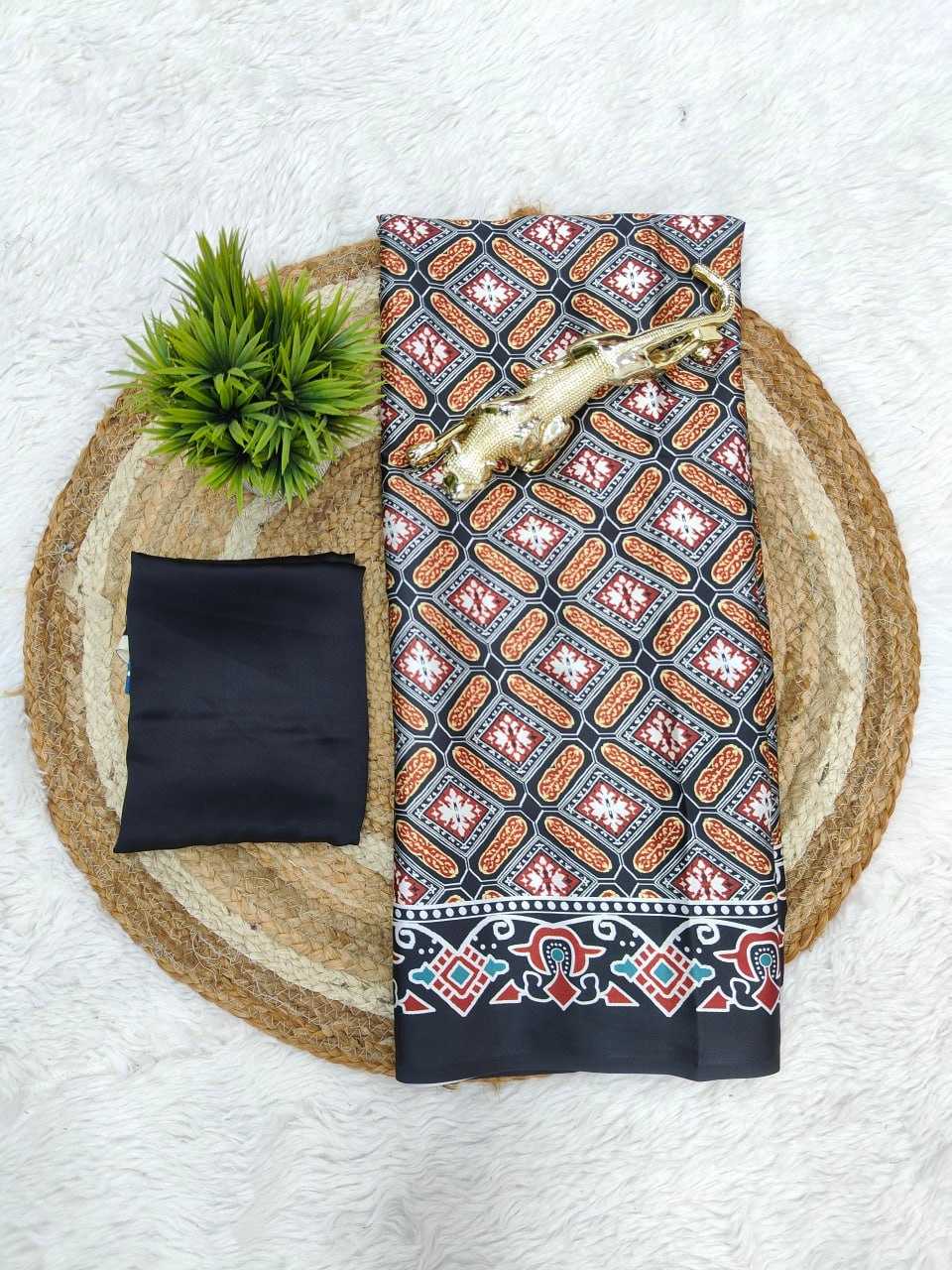 Calviarc Noir Ajrakh Ready-to-Wear Semi Gajji Silk Saree