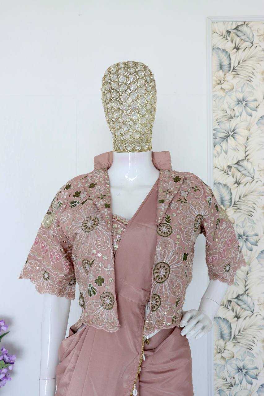 Calviarc Rosé Grace – Ready-to-Wear Crepe Silk Saree